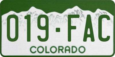 CO license plate 019FAC