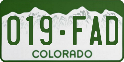 CO license plate 019FAD