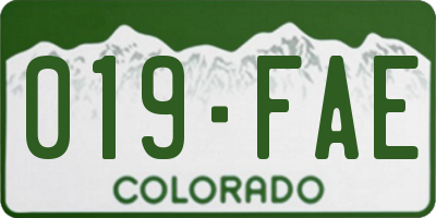 CO license plate 019FAE