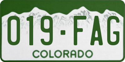 CO license plate 019FAG