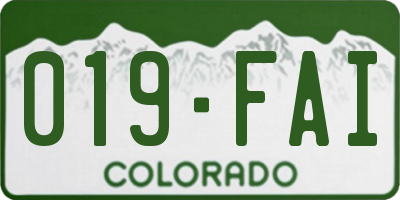 CO license plate 019FAI