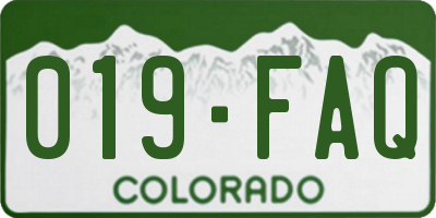 CO license plate 019FAQ