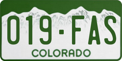 CO license plate 019FAS