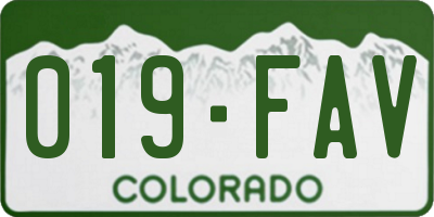 CO license plate 019FAV