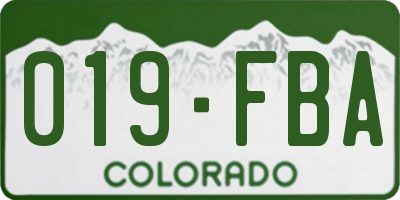 CO license plate 019FBA