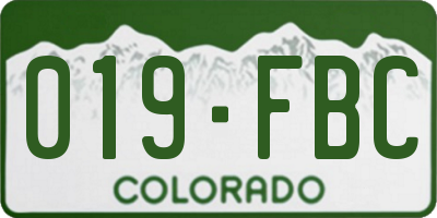CO license plate 019FBC