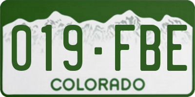 CO license plate 019FBE