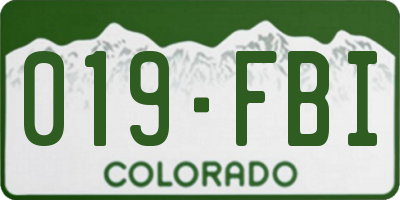 CO license plate 019FBI