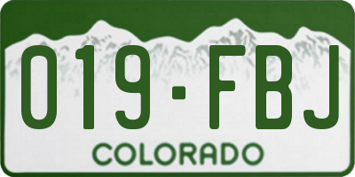 CO license plate 019FBJ