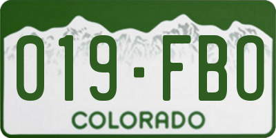 CO license plate 019FBO