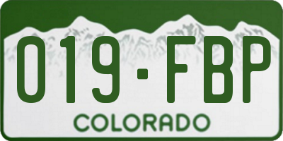 CO license plate 019FBP