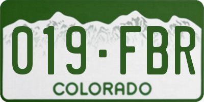CO license plate 019FBR