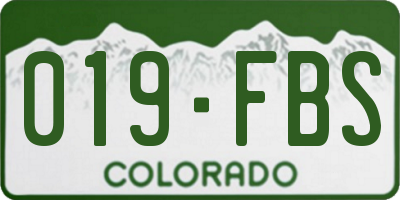 CO license plate 019FBS