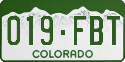 CO license plate 019FBT