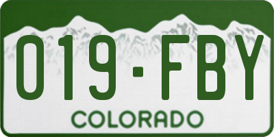CO license plate 019FBY