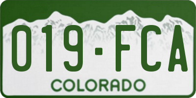 CO license plate 019FCA