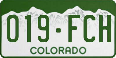 CO license plate 019FCH