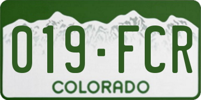 CO license plate 019FCR