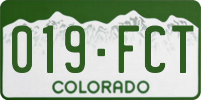 CO license plate 019FCT