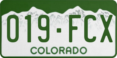 CO license plate 019FCX