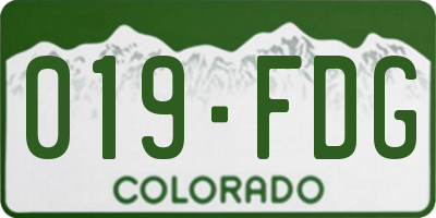 CO license plate 019FDG