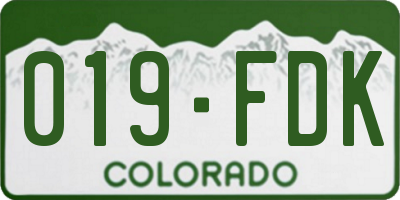 CO license plate 019FDK
