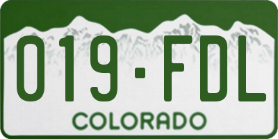 CO license plate 019FDL