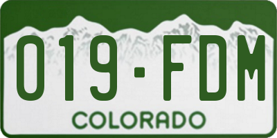 CO license plate 019FDM