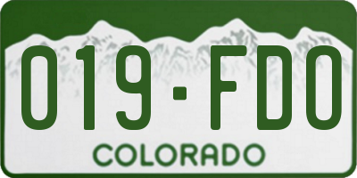 CO license plate 019FDO