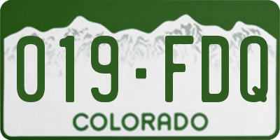 CO license plate 019FDQ