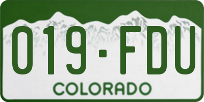 CO license plate 019FDU