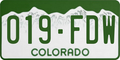 CO license plate 019FDW