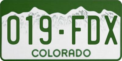 CO license plate 019FDX