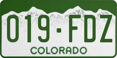 CO license plate 019FDZ