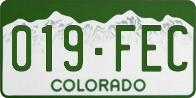 CO license plate 019FEC