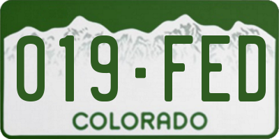 CO license plate 019FED