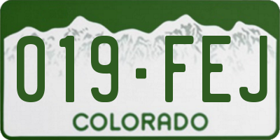 CO license plate 019FEJ