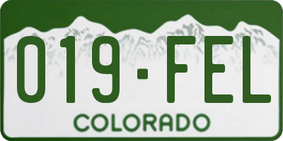 CO license plate 019FEL