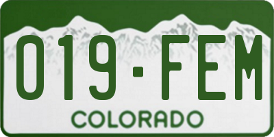 CO license plate 019FEM