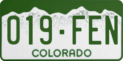 CO license plate 019FEN