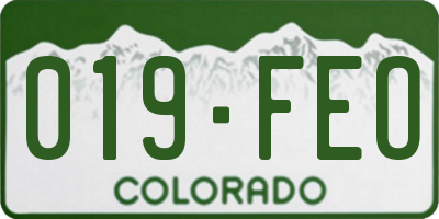 CO license plate 019FEO