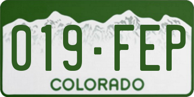CO license plate 019FEP