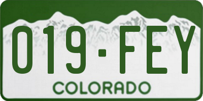CO license plate 019FEY