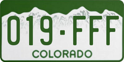 CO license plate 019FFF
