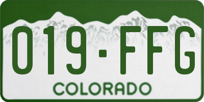 CO license plate 019FFG