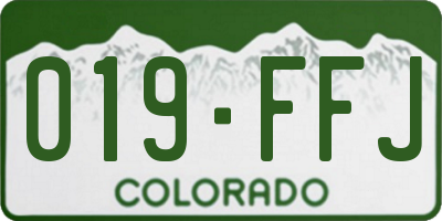 CO license plate 019FFJ
