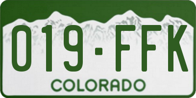 CO license plate 019FFK