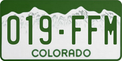 CO license plate 019FFM
