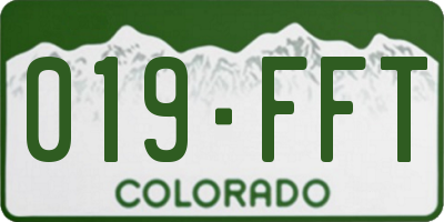 CO license plate 019FFT