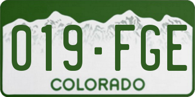 CO license plate 019FGE